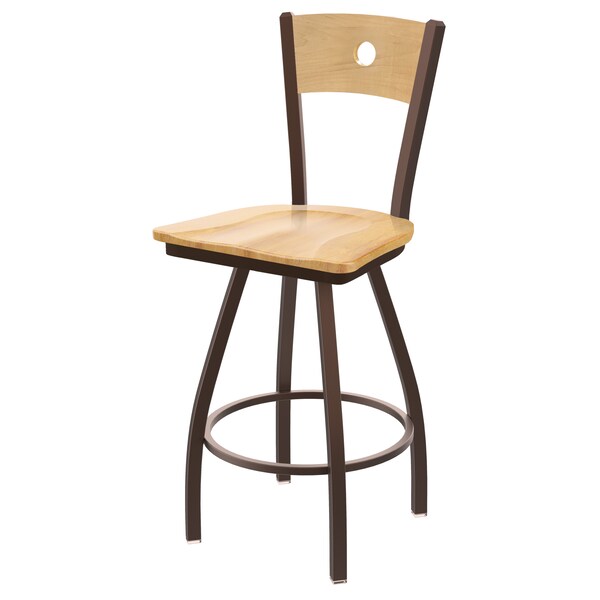 36" Swivel Counter Stool, Black Wrinkle, Nat Back, Nat Maple Seat